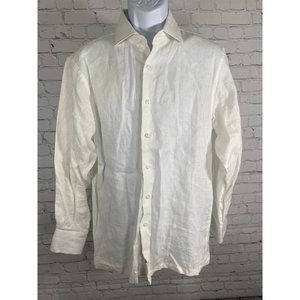 Bahia Sol White Long Sleeve Spread Collared Button Up Dress Shirt Men’s Size M